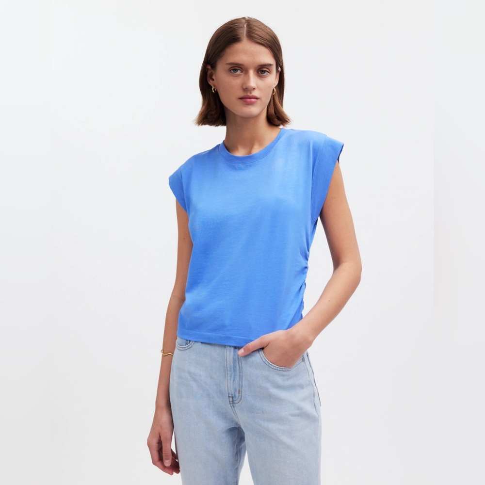 Madewell Side-Cinch Muscle Tee In Celeste Size XXS NWT